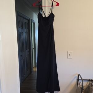 Elegant Navy Spaghetti Strap Dress